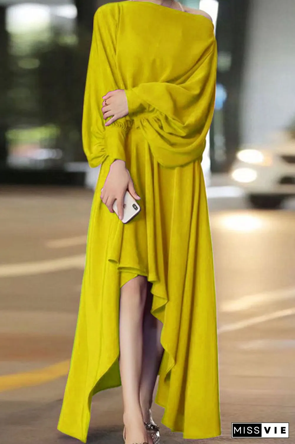 Celebrities Elegant Off the Shoulder Asymmetrical Dresses(3 Colors)