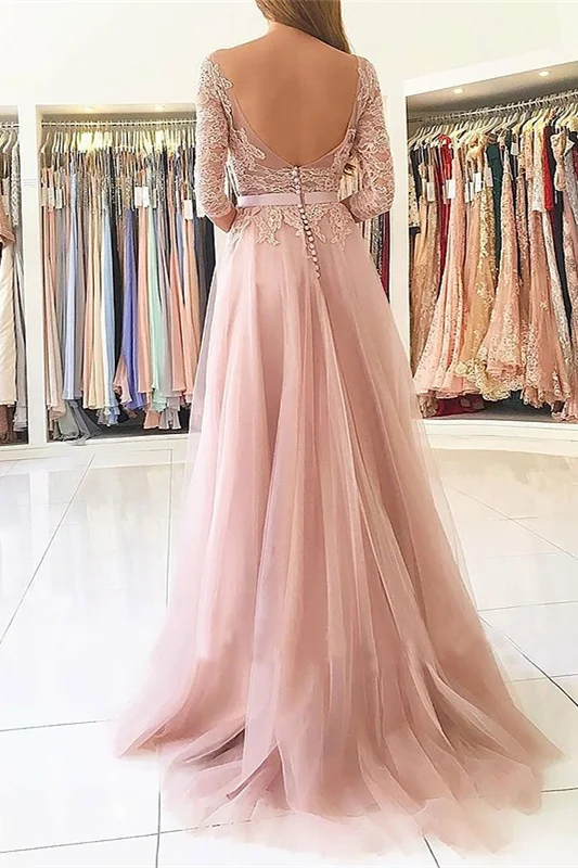 chinese dress ladies Elegant Lace Long Sleeves Ball Gowns Prom Dresses Two Piece main image 0