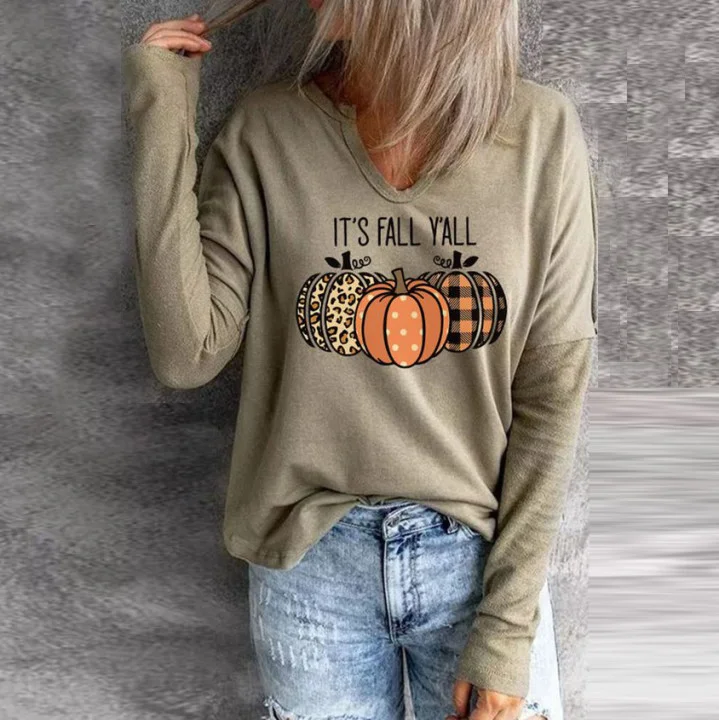 It's Fall Y'all Pumpkins Design Long Sleeves T-shirt