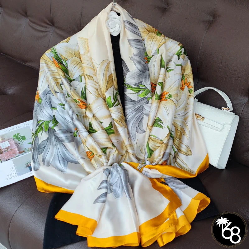 Women's Silk Neck Wrap Floral Pattern Trendy Beach Scarves | 168DEAL