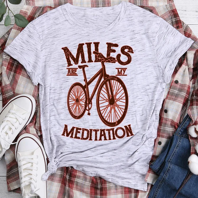 MILES FOR MEDITATION Bike Gift For Cyclists  T-shirt Tee -05718-Annaletters