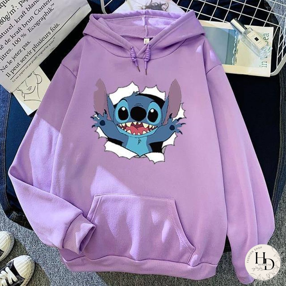 New Hoodie Sweatshirt Women Oversized cartoon Stitch Hoodie couple shirt versatile Sweatshirt Winter Long Sleeve Tops Hoodies