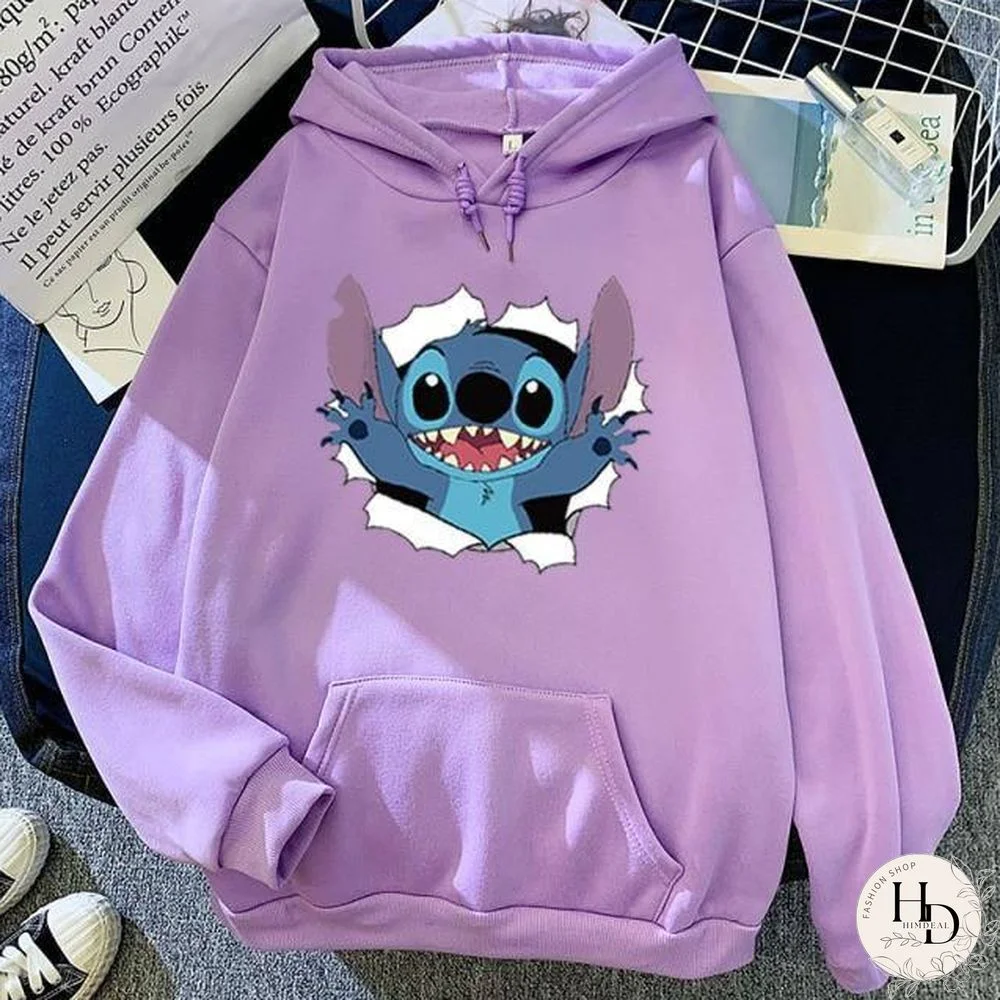 New Hoodie Sweatshirt Women Oversized cartoon Stitch Hoodie couple shirt versatile Sweatshirt Winter Long Sleeve Tops Hoodies