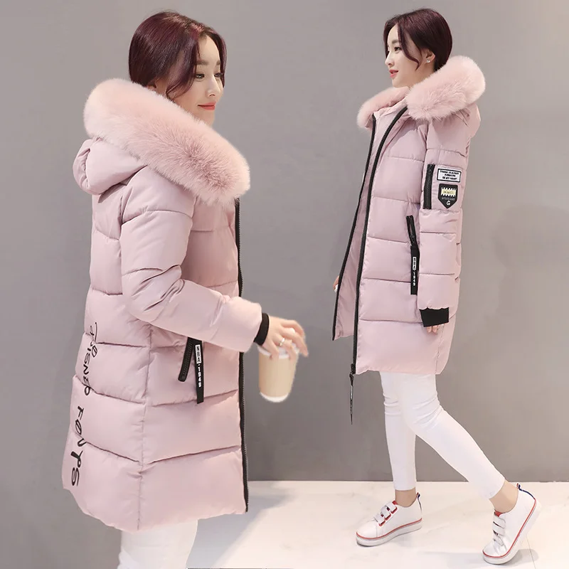 Woherb Cotton-Padded Jacket Female 2024 Winter Dress New Korean Version Of Fashion Long Cotton-Padded Jacket Female Large Size Slim Hooded Coat Female Cotton-Padded Jacket-Outfit Ideas