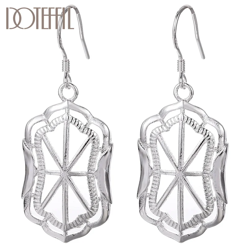 DOTEFFIL 925 Sterling Silver Geometric Drop Earrings For Women Jewelry