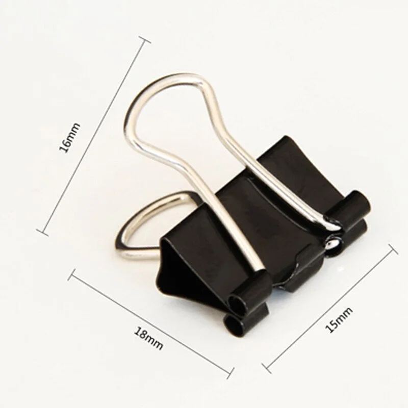 6 PCS Black Metal Binder Clips 15/19/25/32/41/51MM Notes Letter Paper Clip Office Supplies Binding Securing Clip Stationery