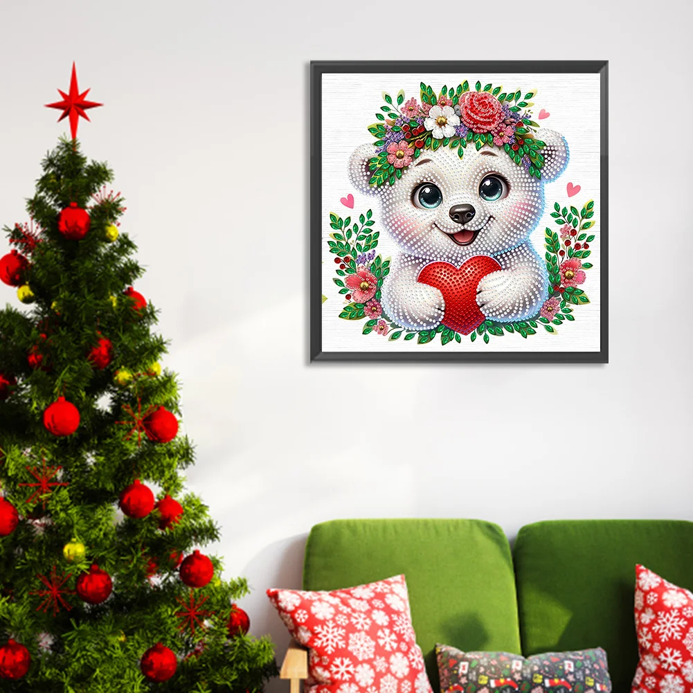 Diamond Painting - Partial Special Shaped Drill - Flowers Bear(Canvas|30*30cm)