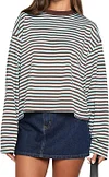Casual and versatile retro striped long-sleeved T-shirt top