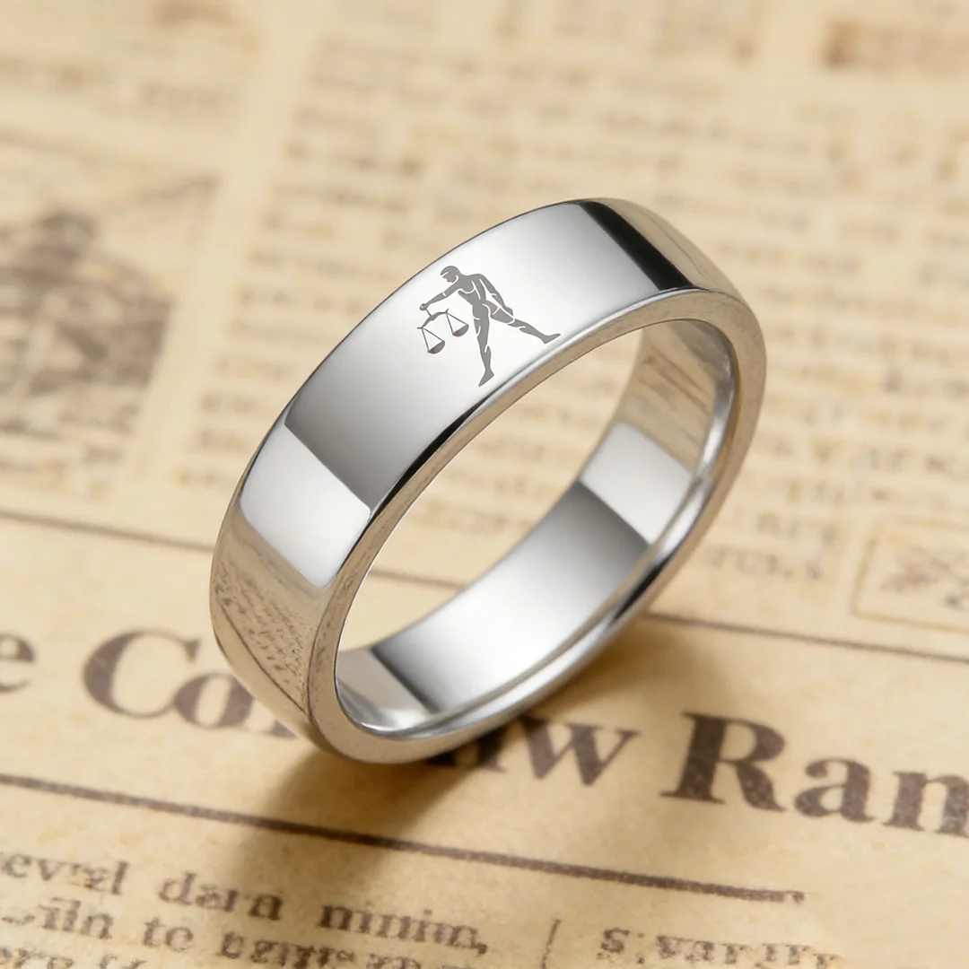 Men Women Sliver Libra Tungsten Carbide Rings Couple Wedding Band Flat Top Comfort Fit 4MM 6MM 8MM Width