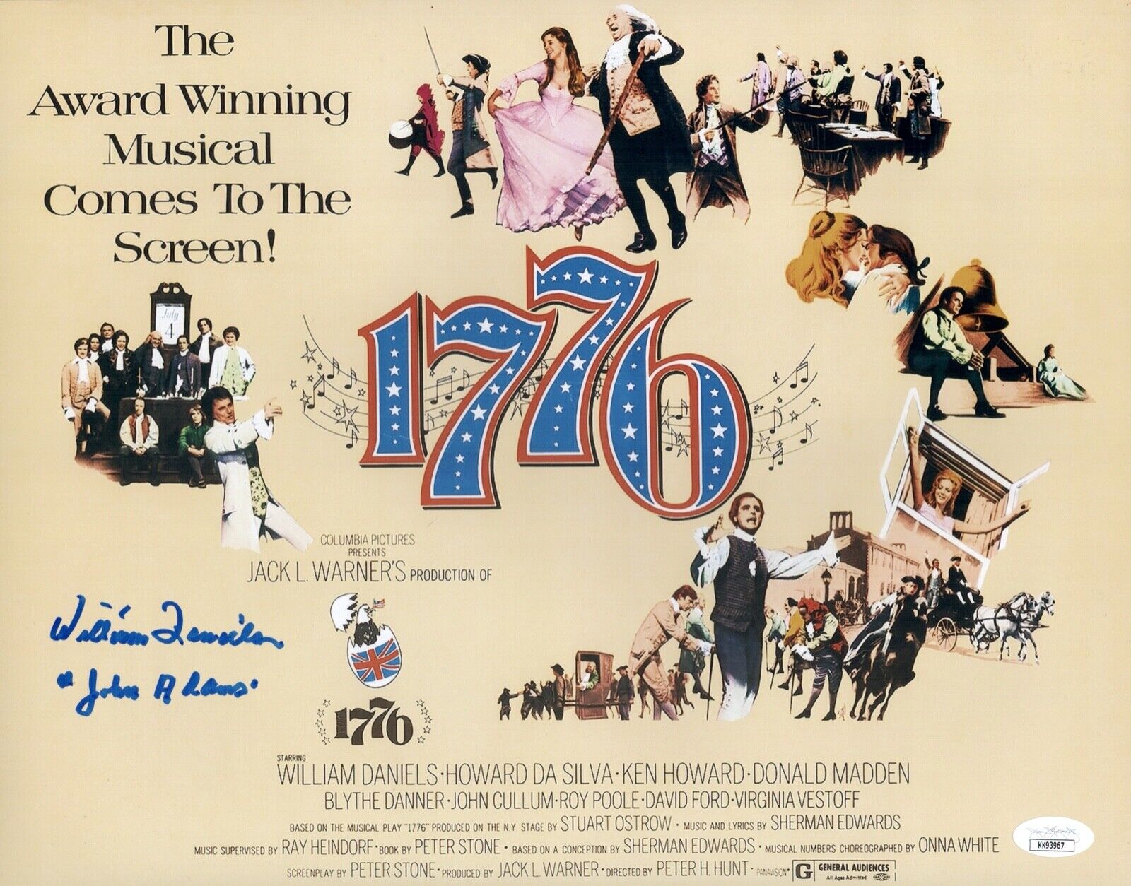 William Daniels Signed 1776 MUSICAL Broadway 11x14 Photo Poster painting Autograph JSA COA Cert