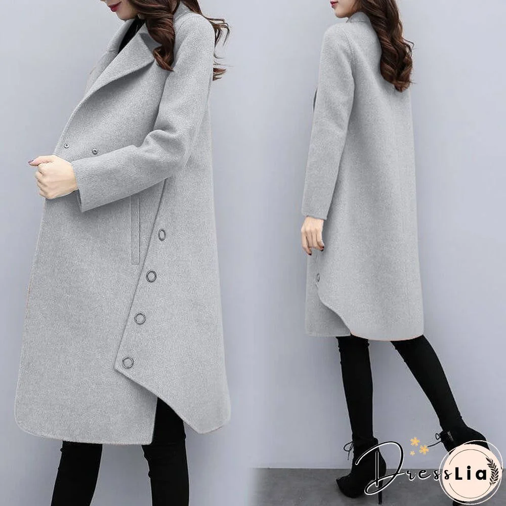 Winter Clothes Loose Medium And Long Woolen Coat Women