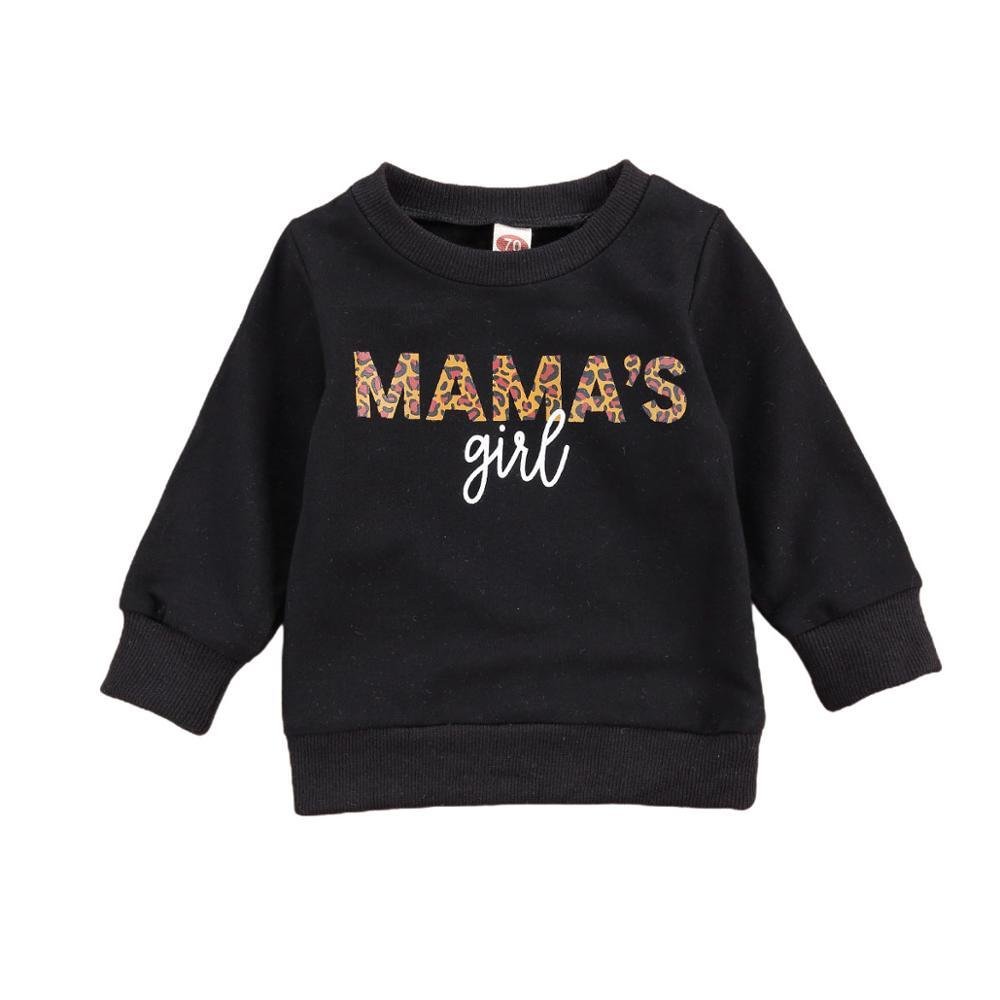 Infant Newborn Baby Girls Hoodie Tops Long Sleeve Spring Autumn Shirts Leopard Letter Mama Tops Outfits 0-3Years