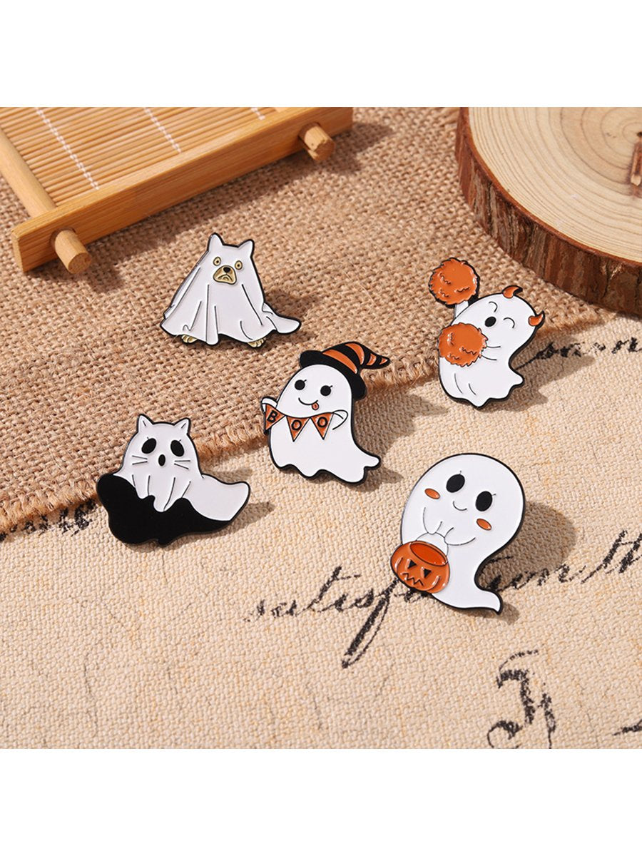 Halloween Cute Ghost Jack-o-lantern Shape Paint Alloy Badge Brooch