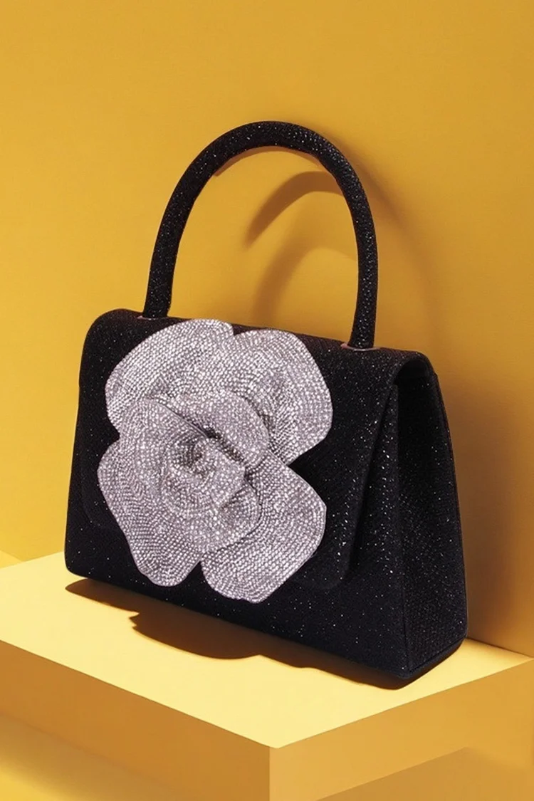 Formal 3D Flower Rhinestone Square Handbag 2024 - Xpluswear