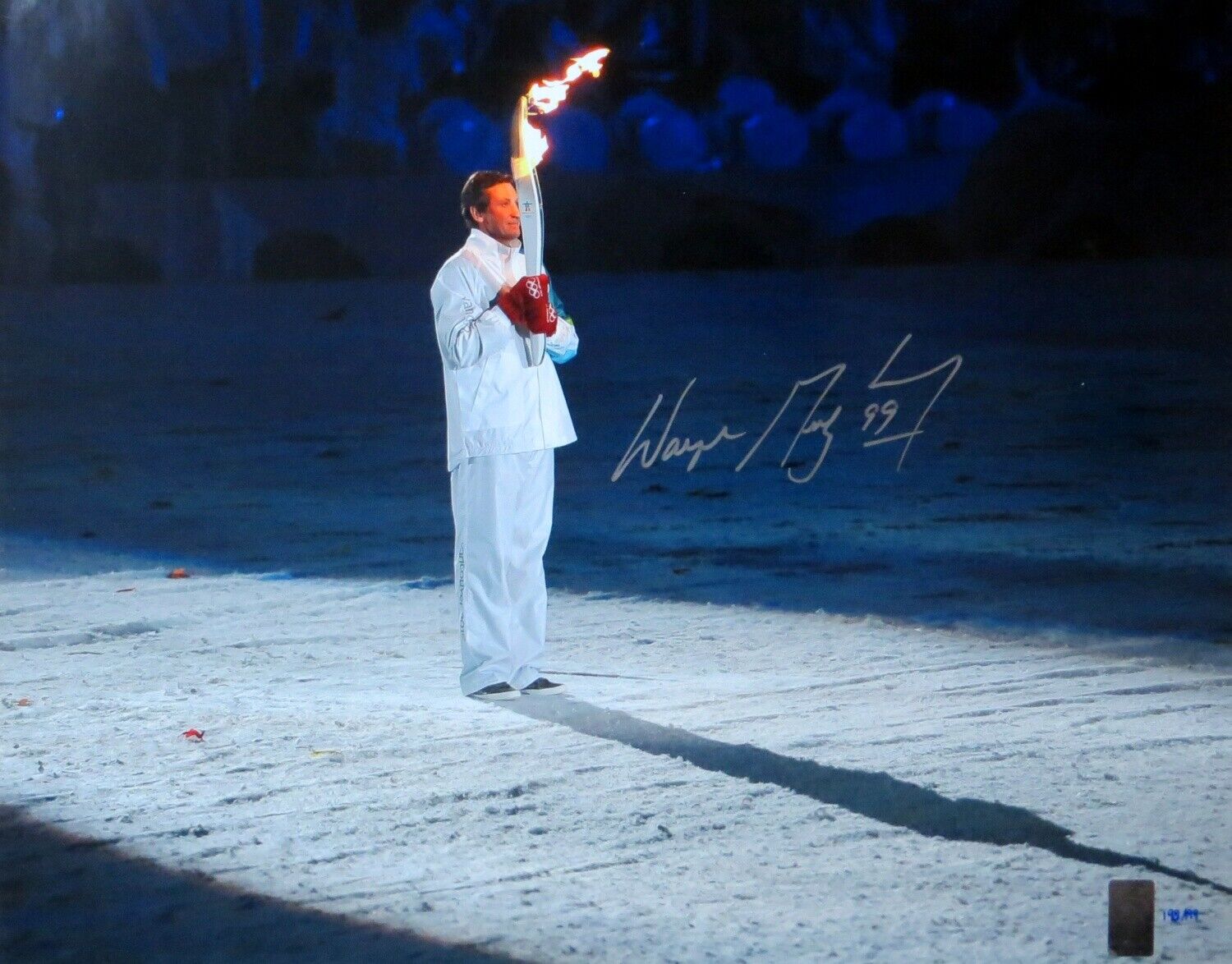 Wayne Gretzky Autographed 16X20 Photo Poster painting Standing with Olympic Torch 199/199 WGA