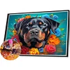 (US Only)Dog 5D DIY Full Drill Round Diamond Painting Kit Home Wall Room Decor 40x35cm