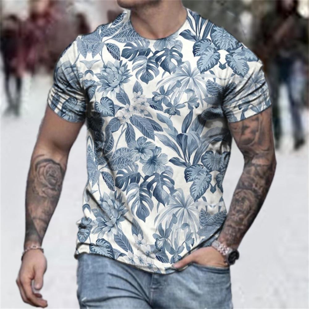 3D Graphic Short Sleeve Shirts Fit Big and Tall Blue