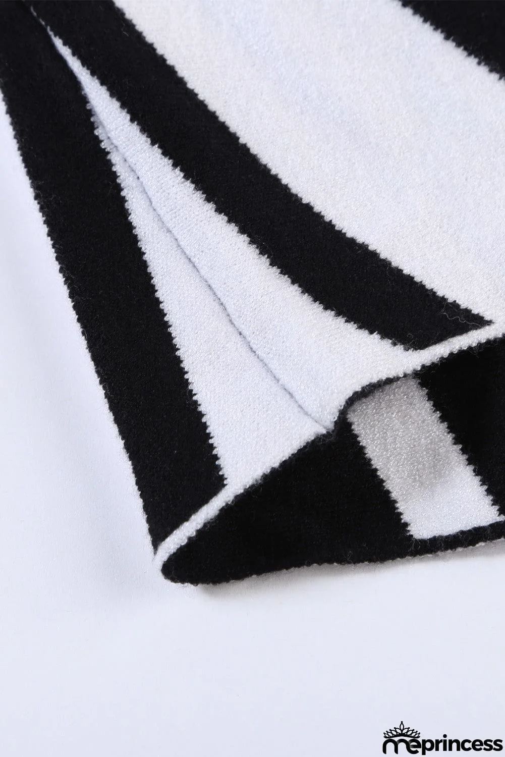 Khaki V Neck Popper Cuff Striped Casual Sweater