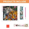 Deux tigres en fleur 5d maison-de-m&ecirc;me full square drill diamond kits de peinture pour adultes d&eacute;butants d&eacute;coration int&eacute;rieure diamants dots kits d&rsquo;art gemmaire peintures de diamants art 40*40cm