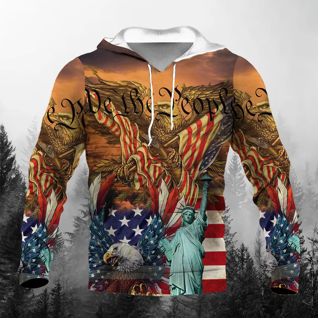 Statue of Liberty 3D Print Men's Casual Hoodie Sweatshirts-VESSFUL