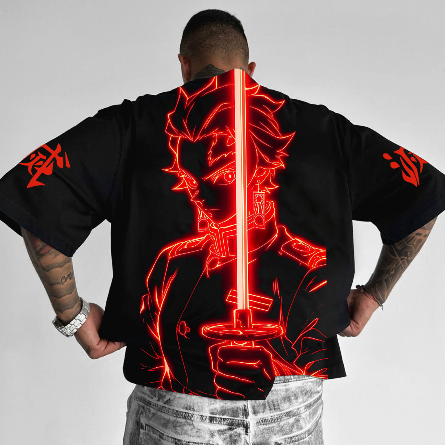 Unisex Battle Blood Anime Logo Print Oversized T-Shirt / TECHWEAR CLUB / Techwear