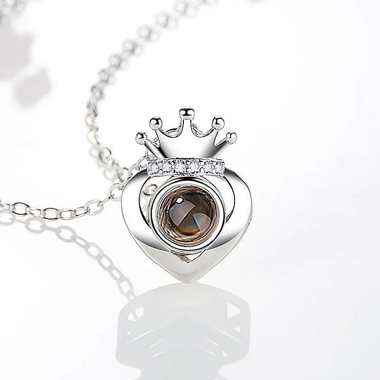 For Daughter - S925 "I Love You" In 100 Languages Crown Projective Necklace