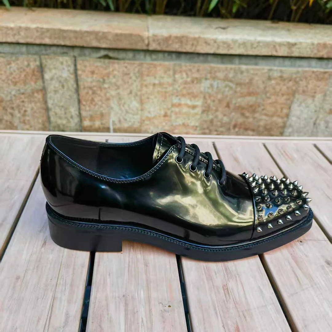 Merumote Gentleman's Oxford Shoes Red bottom Classic Formal Rivet Shoes-MERUMOTE