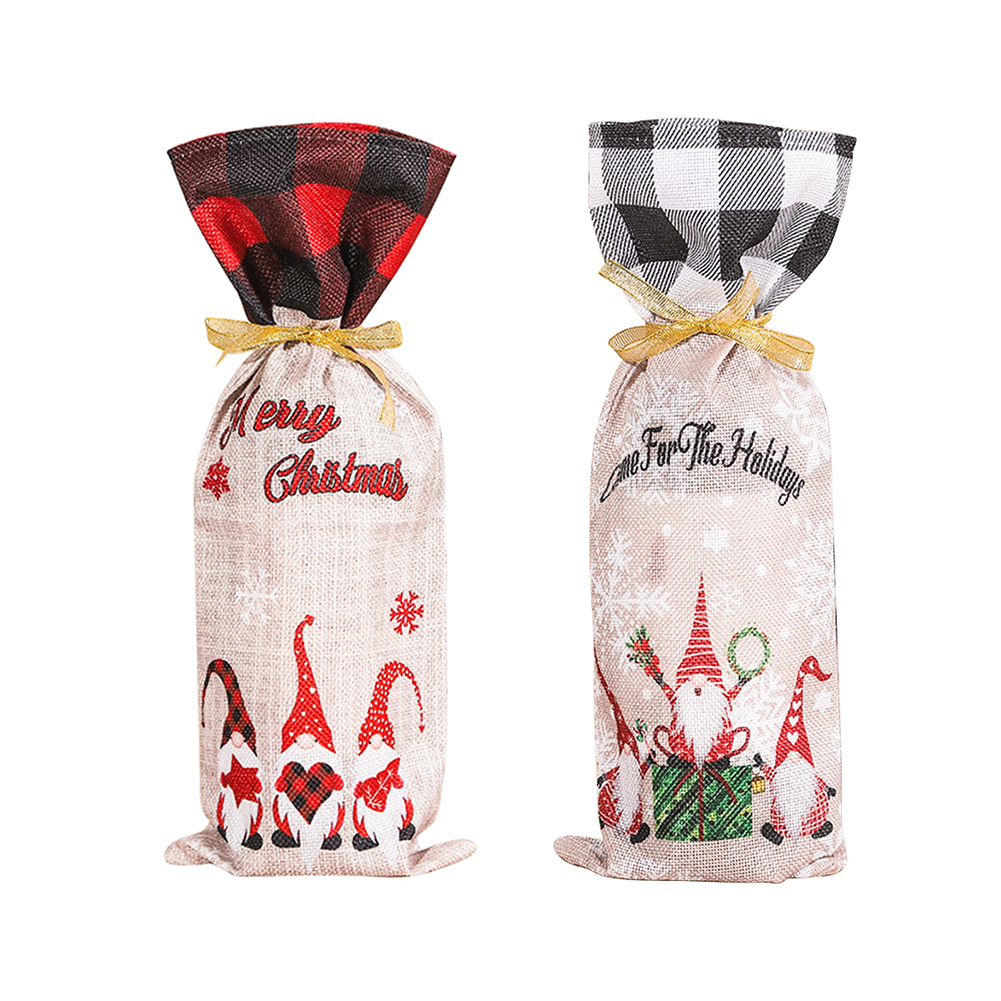 

Christmas Cartoon Faceless Gnome Wine Bottle Cover Champagne Bag Decoration, 501 Original