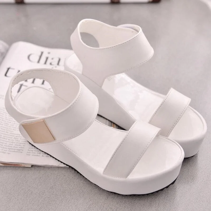 2021 New Sandals Women Summer Shoes Woman Wedges Platform Sandals Fashion Fish Mouth Rome Sandals White Black Women Shoes