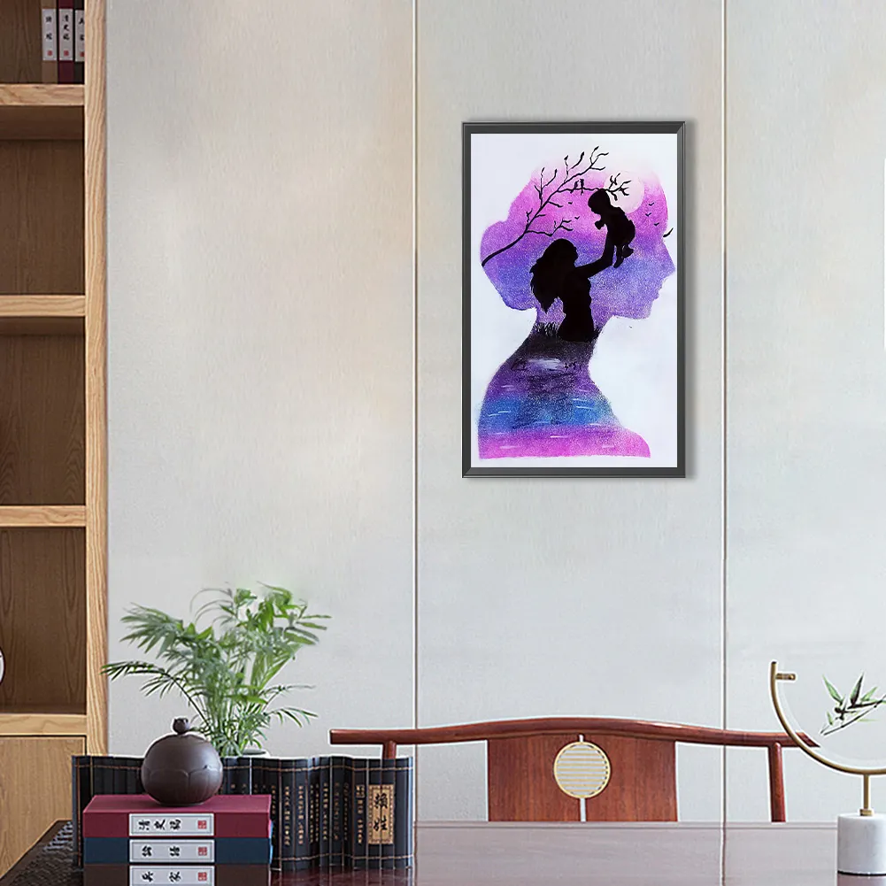 Full Round Diamond Painting 30*50cm - Mother Earth Silhouette