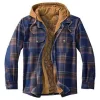 Men's Plaid Flannel Hoodie Thicken Coat Plus Size Jacket
