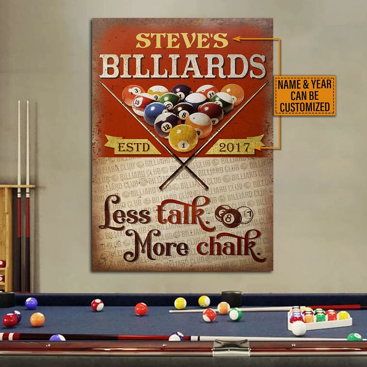 Customizable Billiard Club Less Talk Classic Metal Signs