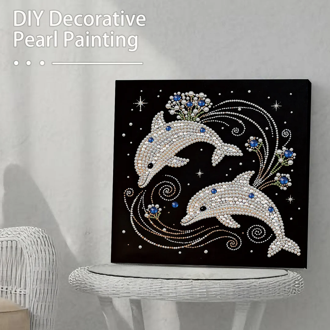 Dolphins DIY Pearl Art Diamond Painting With Frame 30x30cm for Adults Home Decor