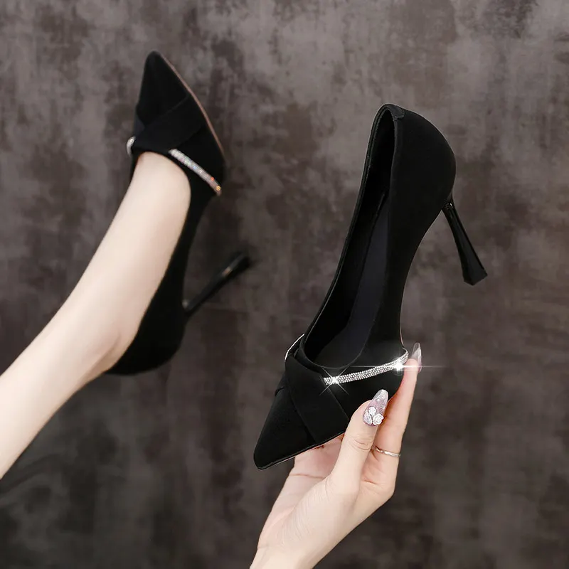 Breakj Breakj Women's Fine Heel 2025 New Spring Pointed Shallow Water Drill Professional Temperament Fairy Style Etiquette Single Shoe