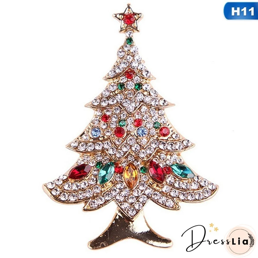 Fashion Crystal Christmas Snowman Christmas Tree Deer Brooch Pin Collar Womens Jewellery Xmas Party Jewelry