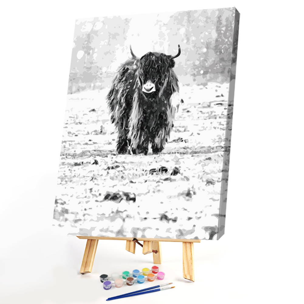 

40x50cm - Paint By Numbers Snowfield Yak, 501 Original