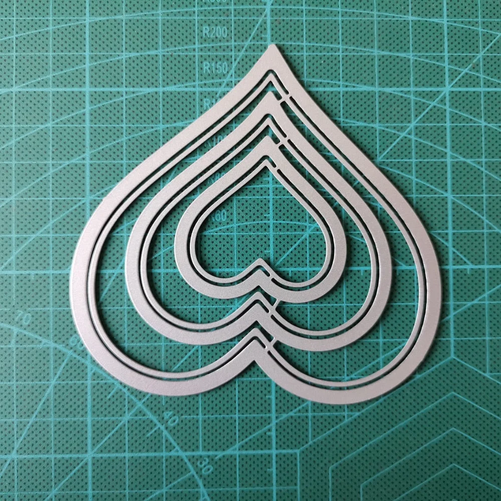 102X98mm 6Pcs Heart Hollow Frame Metal Steel Cutting Dies Stencil DIY Scrapbooking Paper Card Embossing Die Template