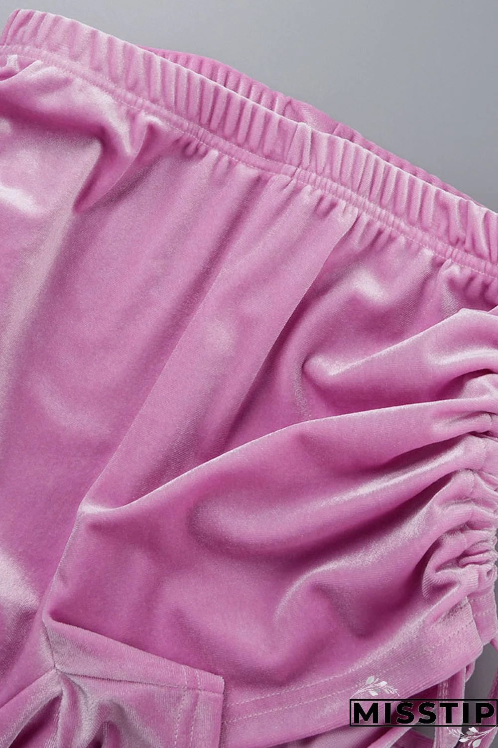 Blue Street Patchwork Solid Draped asymmetrical crop top Straight Long Sleeve Two Pieces