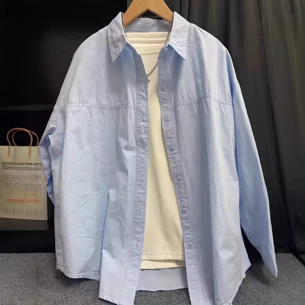 Athvotar Athvotar Pink Folded Long-Sleeved Shirt Coat Women's Spring Thin Loose BF Lazy Wind Long Casual Top