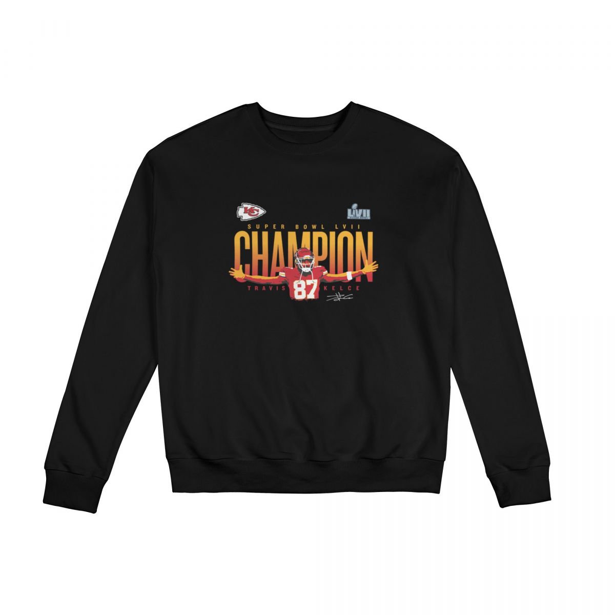 Kansas City Chiefs Travis Kelce Super Bowl LVII Champions Winning Plays Crew Neck Sweatshirt