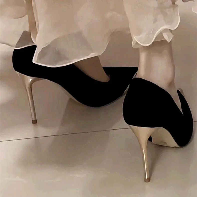 Breakj Breakj One-Shoe Temperament High Heels 2025 Summer New Famous Wind French Metal Tip Fine Heel High Heels Women