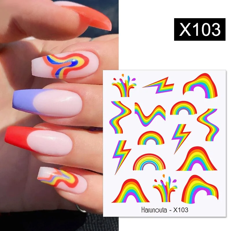 1PC Cool Girls Nail Water Decals Colorful Flower Leaf Water Transfer Sliders Nail Stickers For Nails DIY Manicures Nail Wraps-Nail Inspo