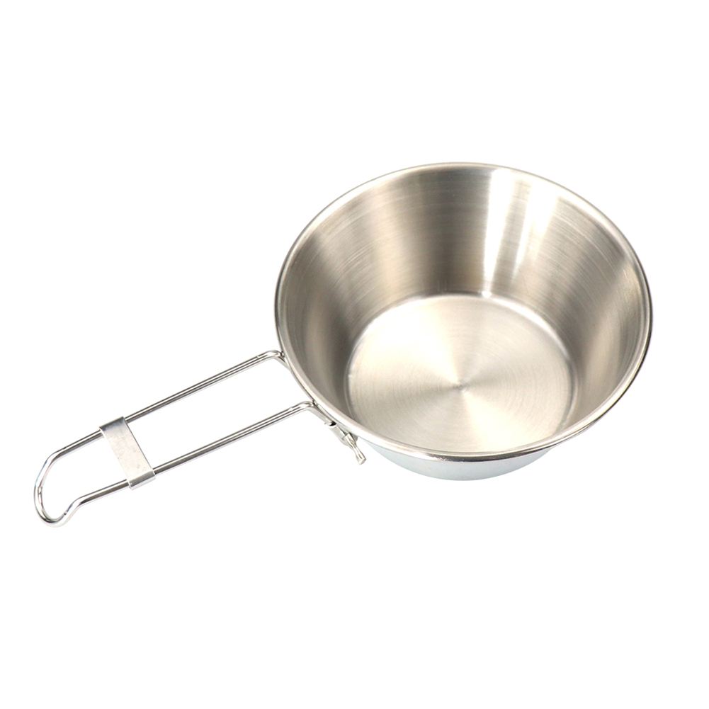 

300ml Foldable Handle Bowl Outdoor Camping Picnic Stainless Steel Tableware, 501 Original