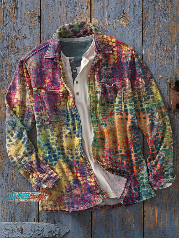 Men’s Vintage Retro Print Casual Shirt As Picture / S