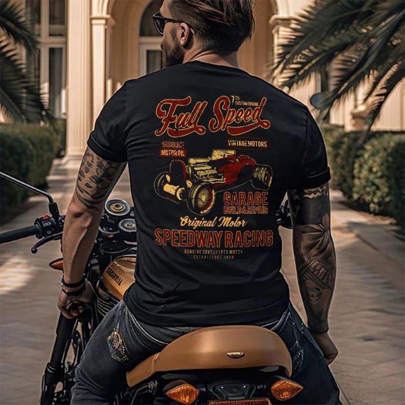 FULL SPEED SPEEDWAY RACING Classic Car Print Men's T-shirt