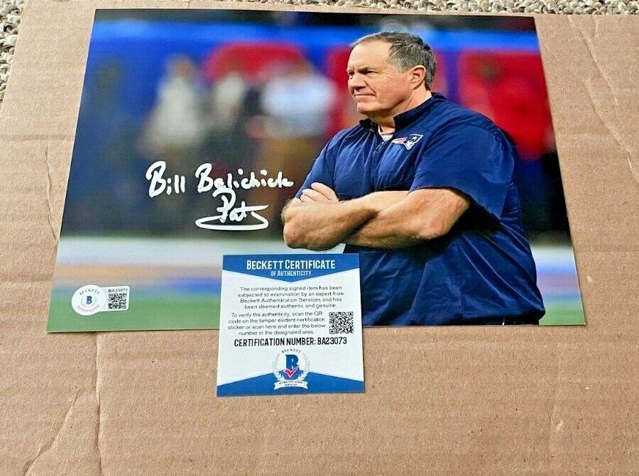 BILL BELICHICK SIGNED NEW ENGLAND PATRIOTS 8X10 Photo Poster painting BECKETT CERTIFIED BAS #2