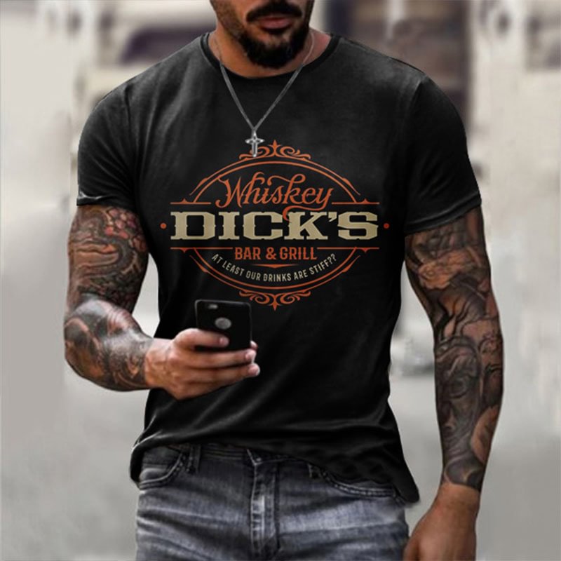 Fashion Round Neck "dick's" Printed Short Sleeve T-shirt