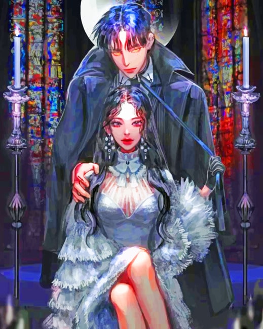 

Vampire Guy With Anime Girl – Paint By Numbers - 40*50CM, 501 Original