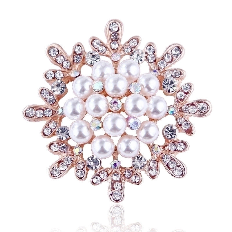Elegant Pin Star Flower Snowflake Imitation Pearl Alloy Rhinestone Women’S Brooches
