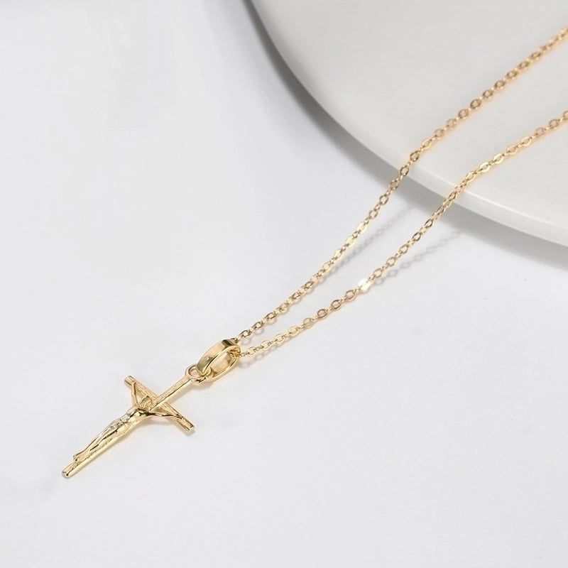 925 Sterling Silver Plated Cable Chain Plating Cross Pendant Necklace